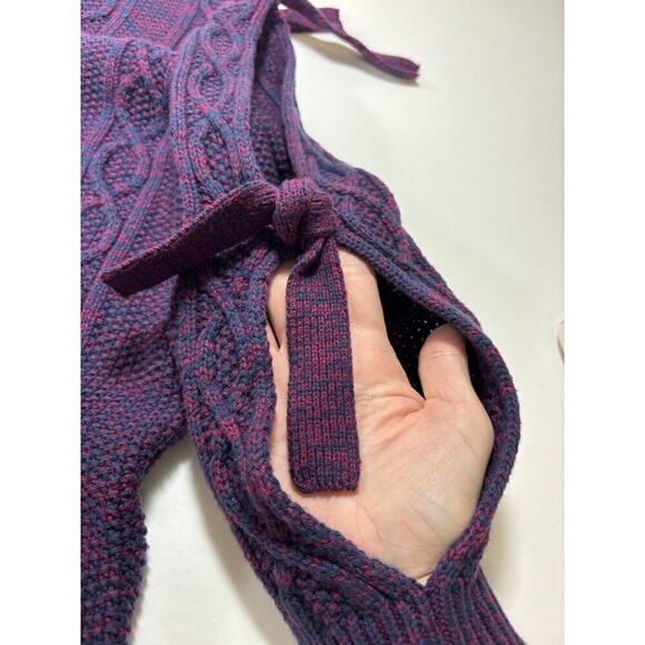 Project Naadam Sweater Purple Pink XS Cable Knit Ties Tie Accents - Picture 11 of 14